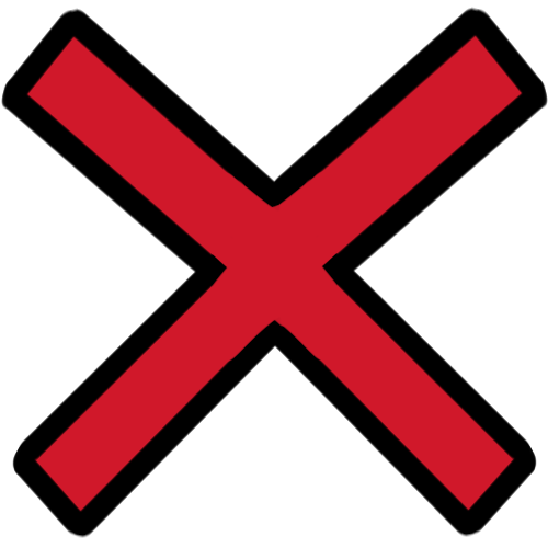 a red 'X'